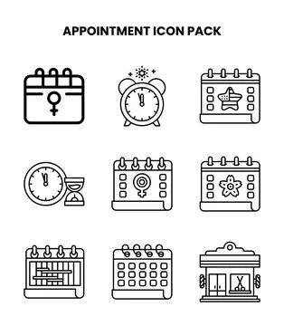 Appointment Line Icons Pack Stock Illustration