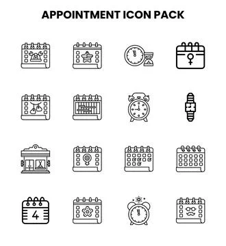 Appointment Line Icons Pack Stock Illustration
