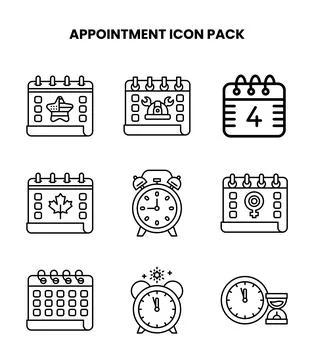 Appointment Line Vector Icons Pack Stock Illustration