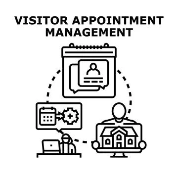 Appointment management process for booking visitors online 스톡 일러스트