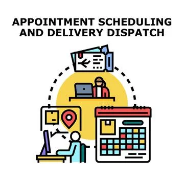 Appointment scheduling and delivery dispatch concept system Stock Illustration