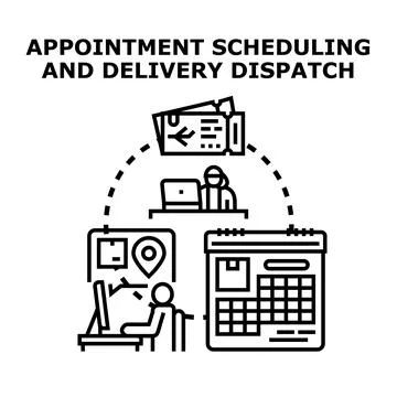 Appointment scheduling and delivery dispatch concept system Stock Illustration