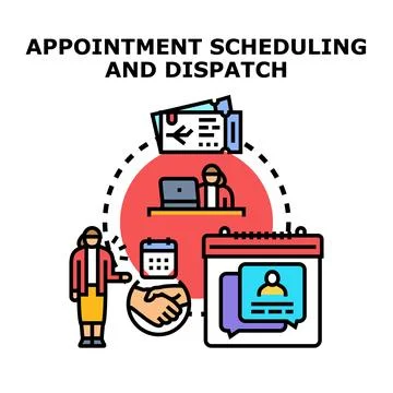 Appointment scheduling and dispatching system concept 스톡 일러스트