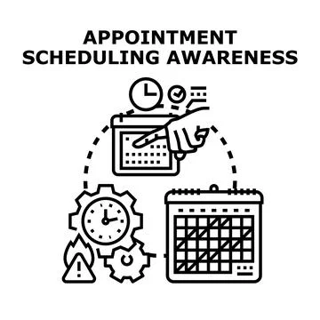 Appointment scheduling awareness concept developing process Stock Illustration