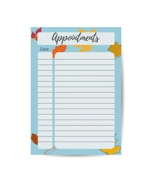 Appointment template Daily check list Organizer and schedule with autumn leav Stockillustratie