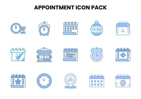 Appointment Two Colour Icons Pack Stock Illustration