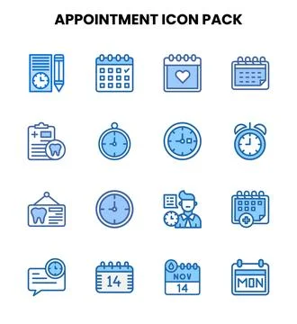 Appointment Two Colour Set Icons Pack Stock Illustration