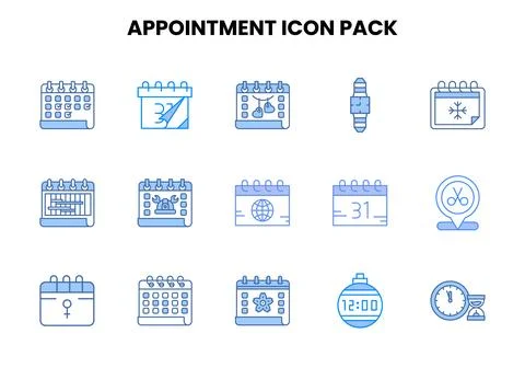 Appointment Two Colour UI Icons Pack Stock Illustration