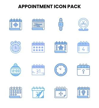 Appointment Two Colour Vector Icons Pack Stock Illustration