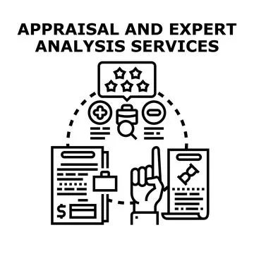 Appraisal and expert analysis services evaluating quality Stock Illustration