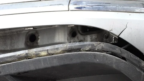 Appraiser checks that accident car Stock Footage 92058661