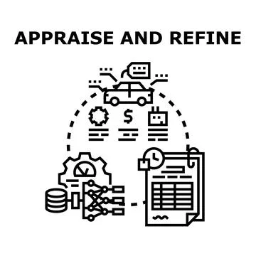 Appraising and refining data for business analysis and optimization Illustrazione stock
