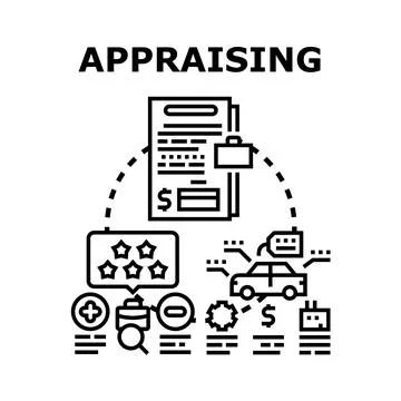 Appraising value of assets and property concept Stock Illustration
