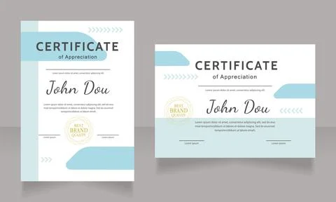 Appreciation certificate design template set Stock Illustration