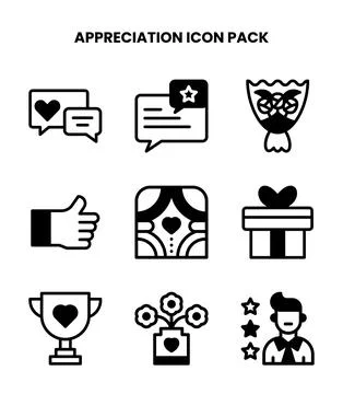 Appreciation DuoTone Set Icons Pack Stock Illustration
