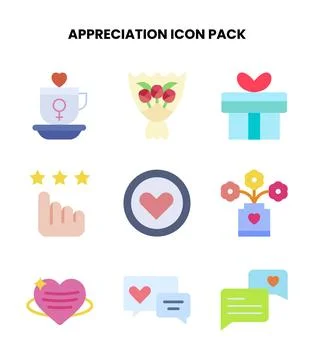Appreciation Flat Design Icons Pack Stock Illustration