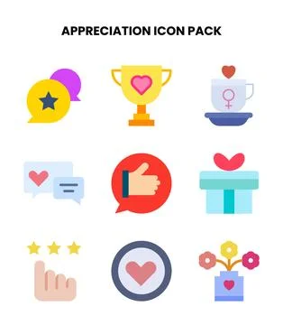 Appreciation Flat Icons Pack Stock Illustration