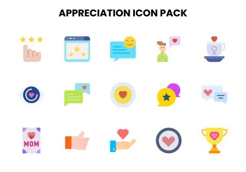 Appreciation Flat Scalable Icons Pack Stock Illustration