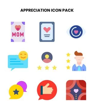 Appreciation Flat SVG Icons Pack Stock Illustration