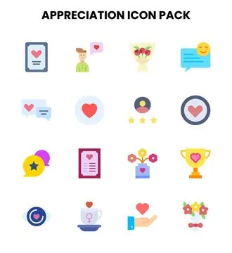 Appreciation Flat UI Icons Pack Stock Illustration