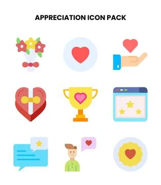 Appreciation Flat UI Icons Pack Stock Illustration