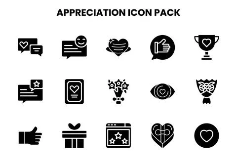 Appreciation Glyph UI Icons Pack Stock Illustration