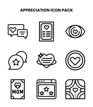 Appreciation Line Design Icons Pack Stock Illustration