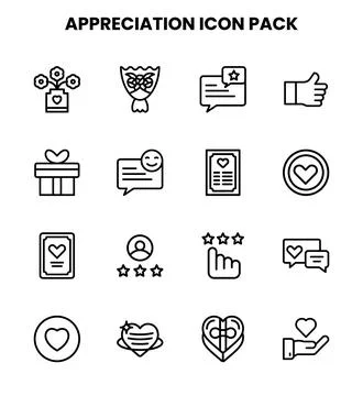 Appreciation Line Scalable Icons Pack Stock Illustration