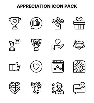 Appreciation Line UI Icons Pack Stock Illustration