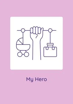 Appreciation to my hero postcard with linear glyph icon Stock Illustration