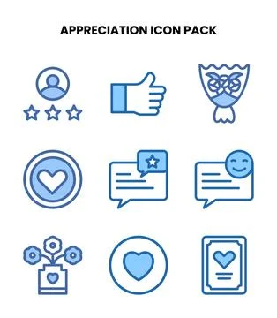 Appreciation Two Colour Icons Pack 库存插图