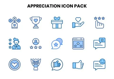 Appreciation Two Colour Icons Pack Stock Illustration