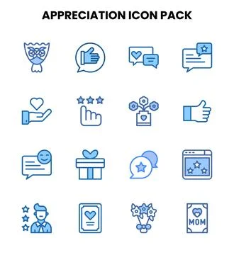 Appreciation Two Colour Set Icons Pack Stock Illustration