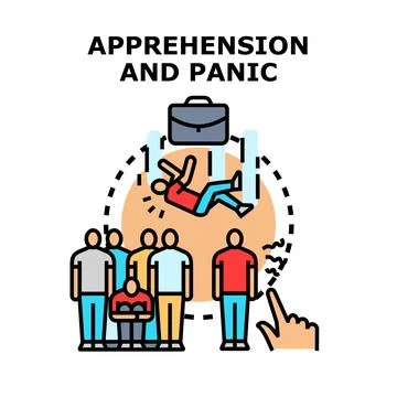 Apprehension causing panic, anxiety and fear in business Stock Illustration