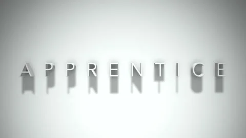 Apprentice 3D title animation with shadows on a white background Stock-Footage 259393173
