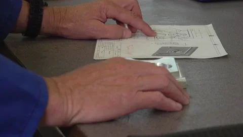 Apprentice and master working with a metal part Video stock 237316215