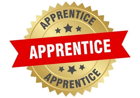 Apprentice. apprentice round red and gold label isolated on transparent bac.. イラスト素材