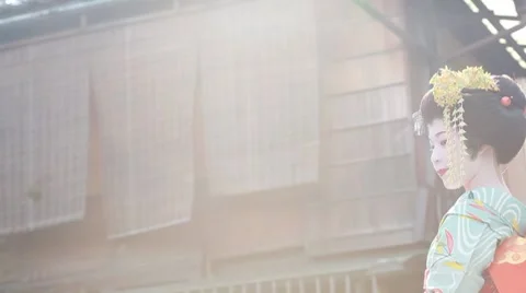 Apprentice geisha - maiko Stock Footage 8621733