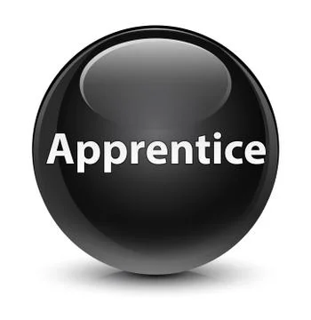 Apprentice glassy black round button Illustrazione stock