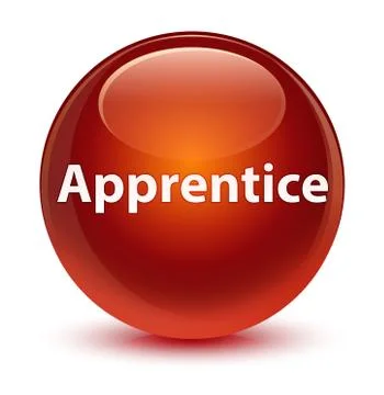 Apprentice glassy brown round button Illustrazione stock