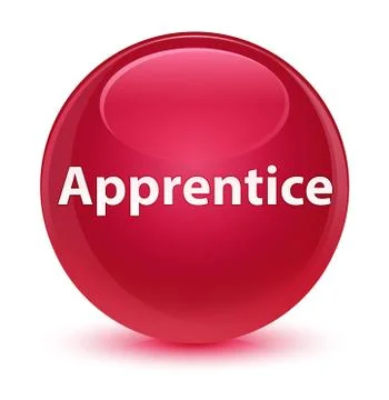 Apprentice glassy pink round button Illustrazione stock