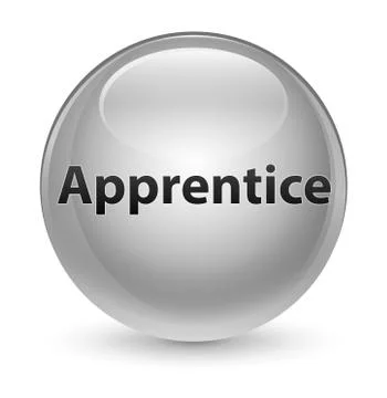 Apprentice glassy white round button Illustrazione stock