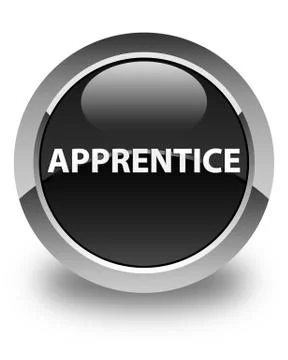 Apprentice glossy black round button イラスト素材