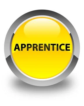Apprentice glossy yellow round button 库存插图