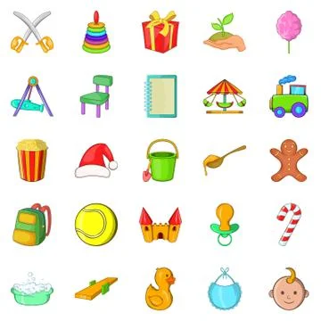 Apprentice icons set, cartoon style Stock Illustration