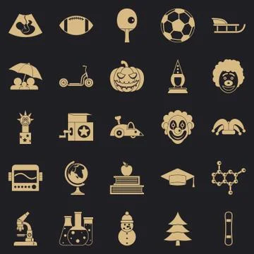 Apprentice icons set, simple style Stock Illustration