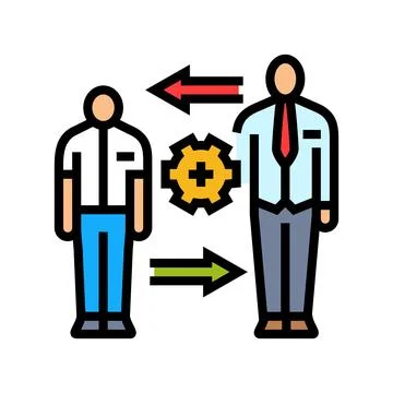 Apprentice learning trade from mentor color icon vector illustration Stock Illustration