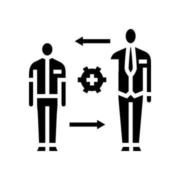 Apprentice learning trade from mentor glyph icon vector illustration Stock Illustration