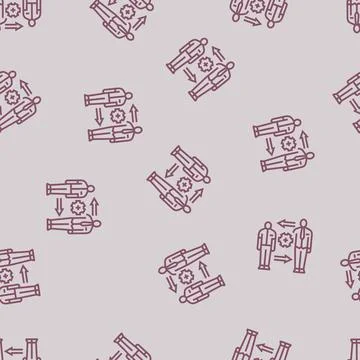 Apprentice learning trade from mentor line seamless pattern Illustrazione stock