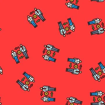 Apprentice learning trade from mentor vector seamless pattern イラスト素材